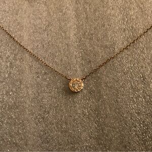 Coach Rose Gold Crystal Signature Pendant Necklace 16”-18” Refined Minimal Luxe